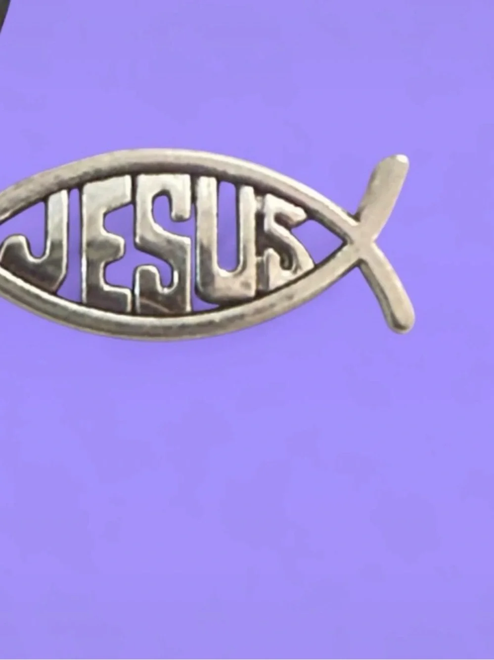 Jesus Fish Pendant Necklace - Black Cord